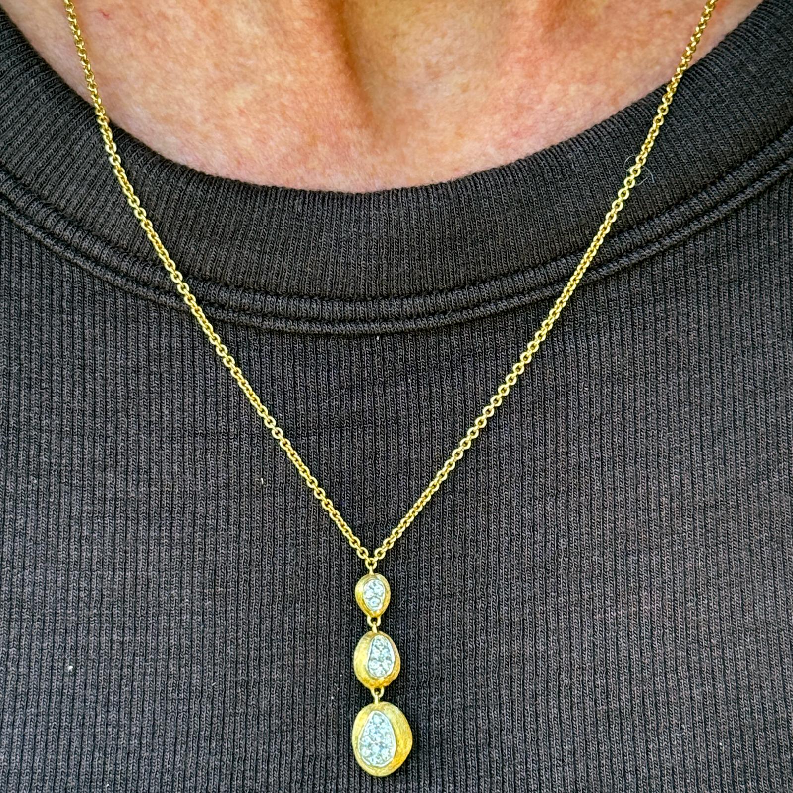 Marco Bicego Siviglia Diamond 18KYG 20 Inch Drop Pendant Necklace