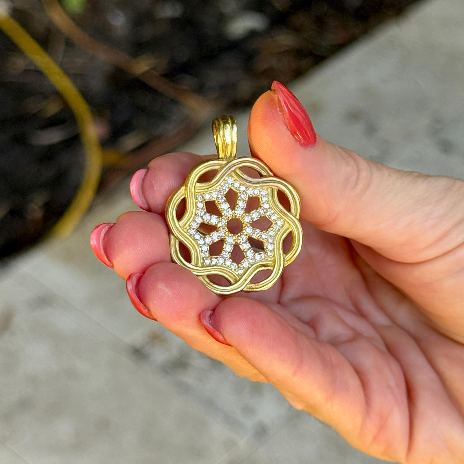 Slane & Slane Fenestra Diamond 18 Karat Yellow Gold Enhancer Pendant