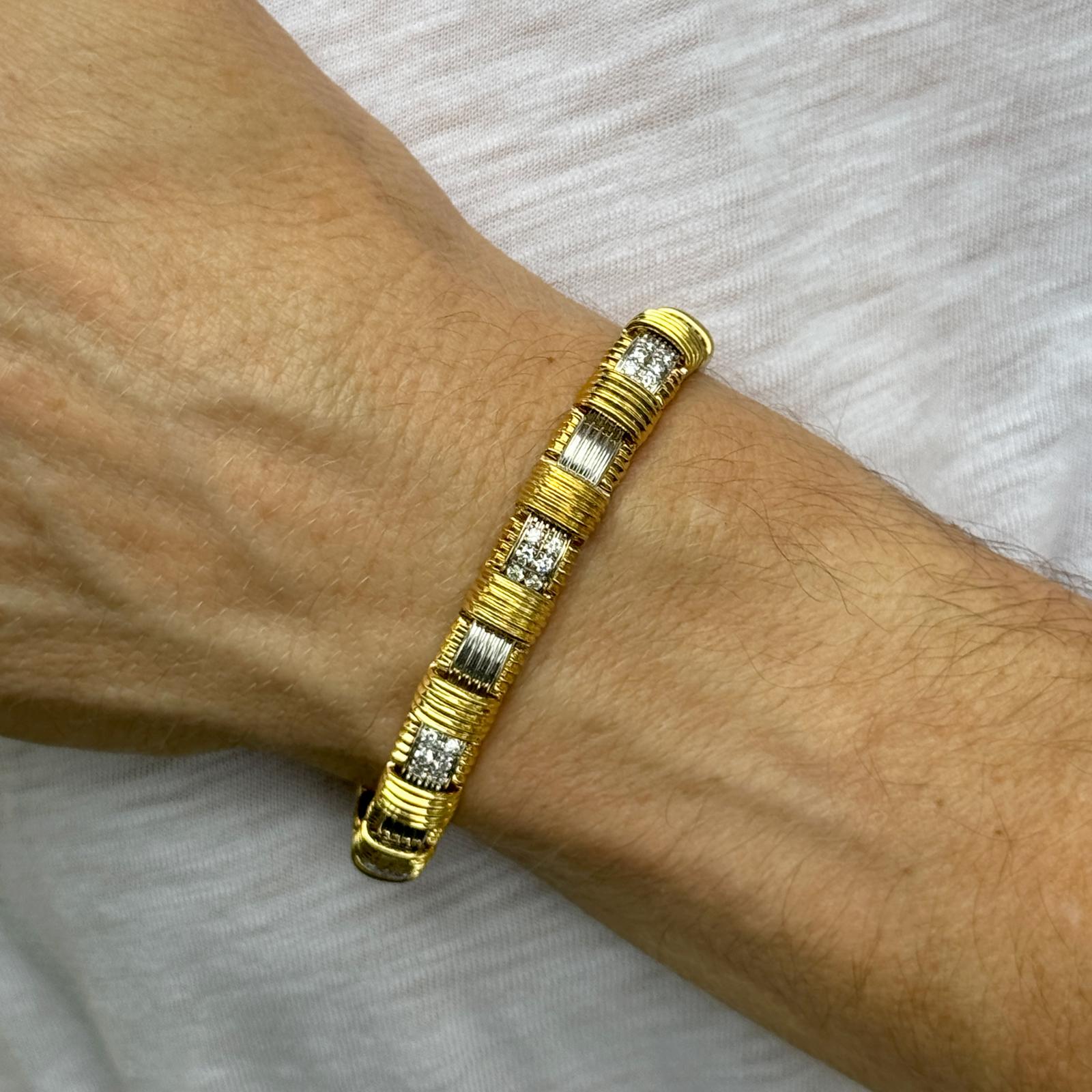 Roberto Coin Appassionata Diamond 18 Karat Two Tone Gold Link Bracelet