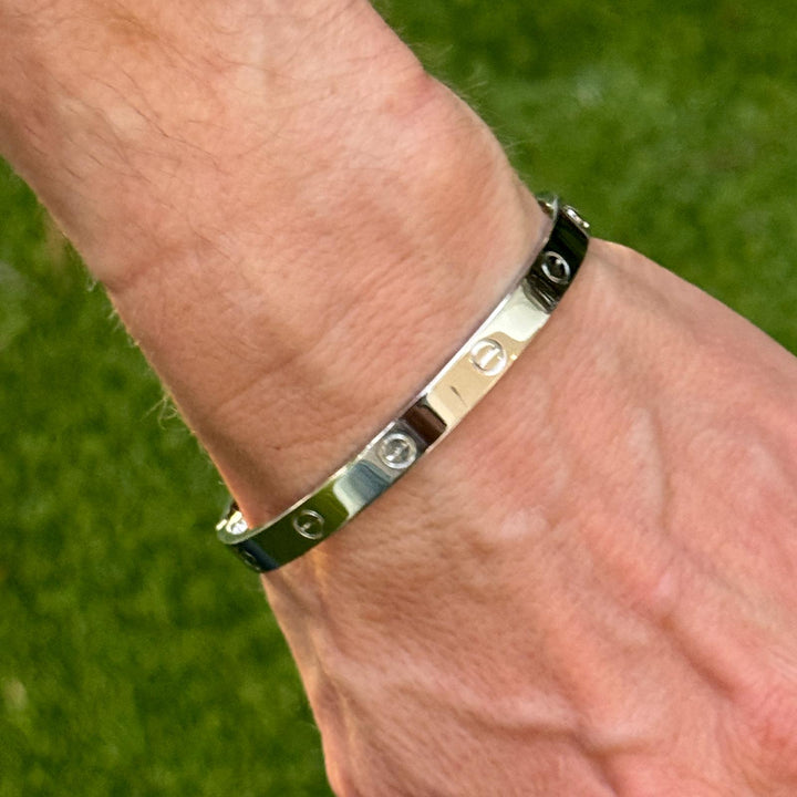 Cartier Classic Love 18 Karat White Gold Bangle Bracelet 19 Screwdriver B&P