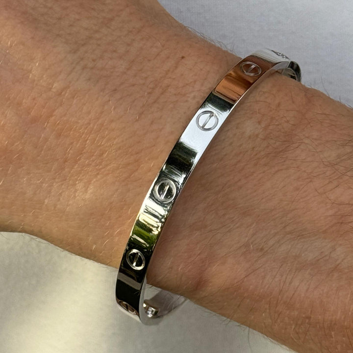 Cartier Classic Love 18 Karat White Gold Bangle Bracelet 19 Screwdriver B&P