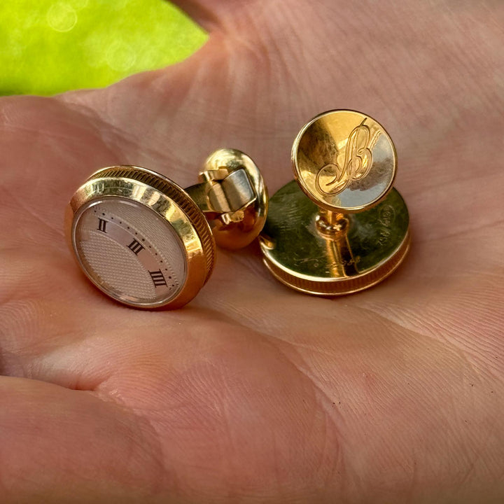 Breguet Cadran Guilloche Round Shape 18 Karat Rose Gold Cufflinks
