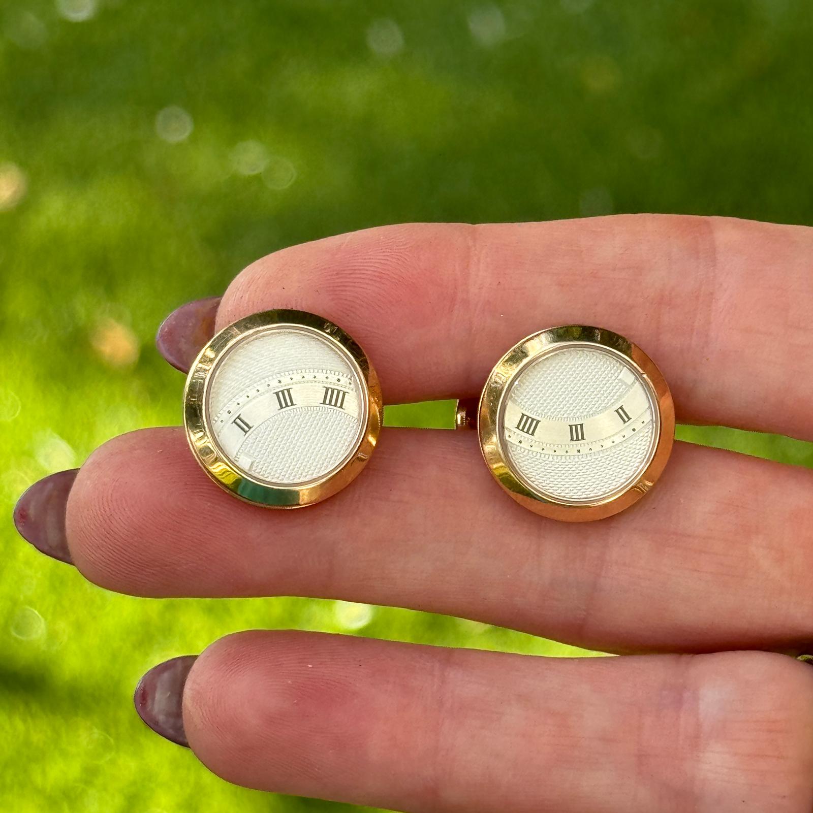 Breguet Cadran Guilloche Round Shape 18 Karat Rose Gold Cufflinks