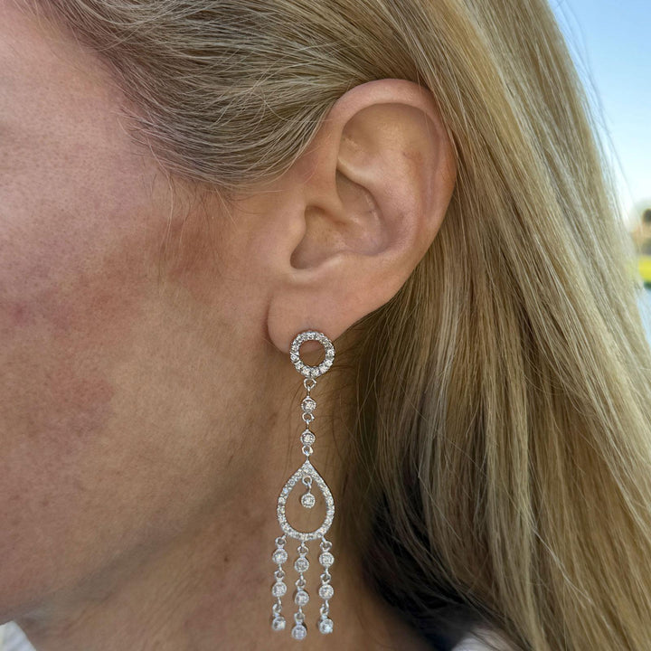 Diamond Dangle 14 Karat White Gold Modern Drop Earrings