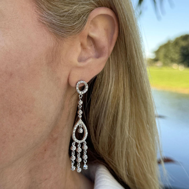 Diamond Dangle 14 Karat White Gold Modern Drop Earrings