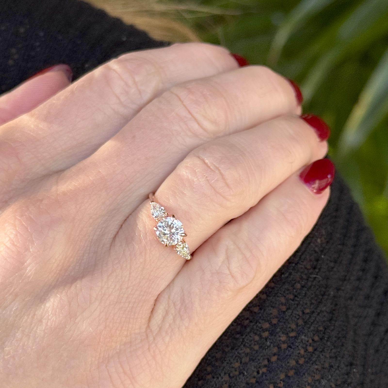 Old European Cut Diamond Rose Gold Vintage Engagement Ring