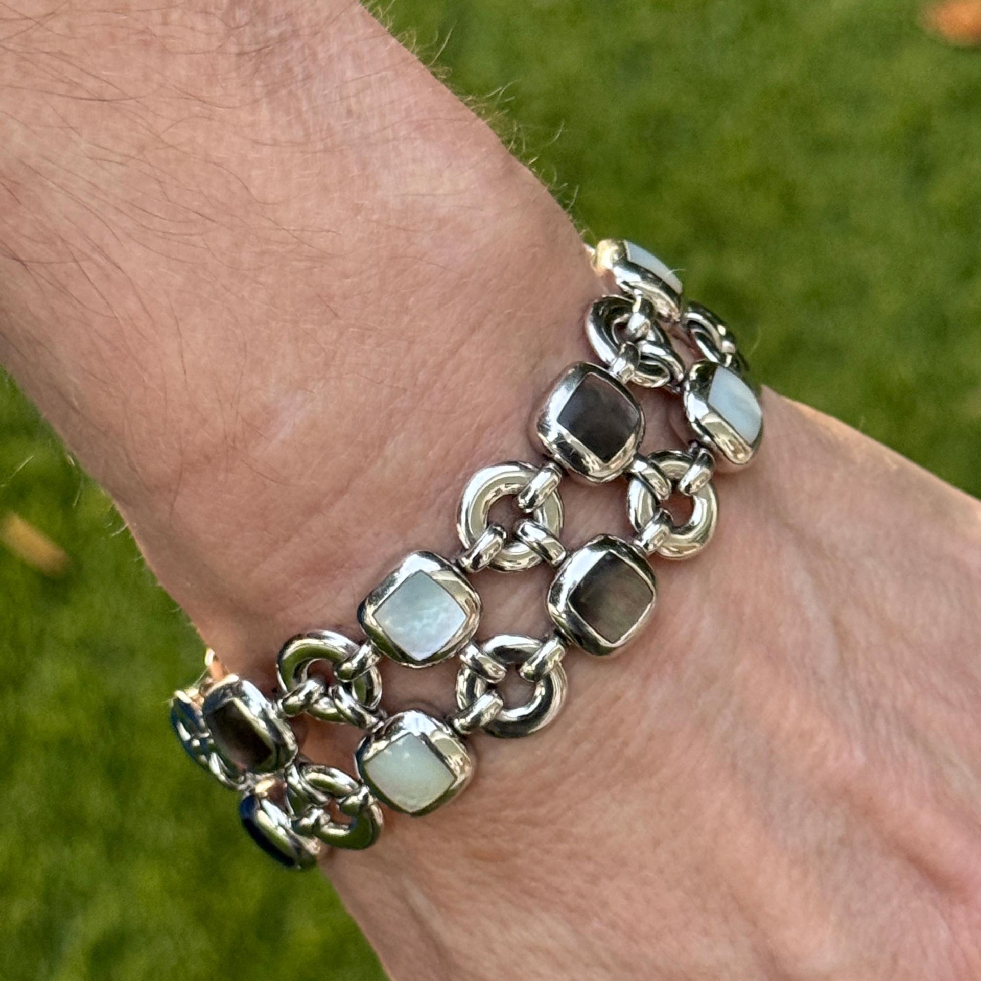 Van Cleef & Arpels Babylone Mother Of Pearl Two Row 18K White Gold Link Bracelet