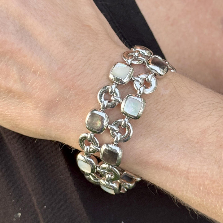 Van Cleef & Arpels Babylone Mother Of Pearl Two Row 18K White Gold Link Bracelet