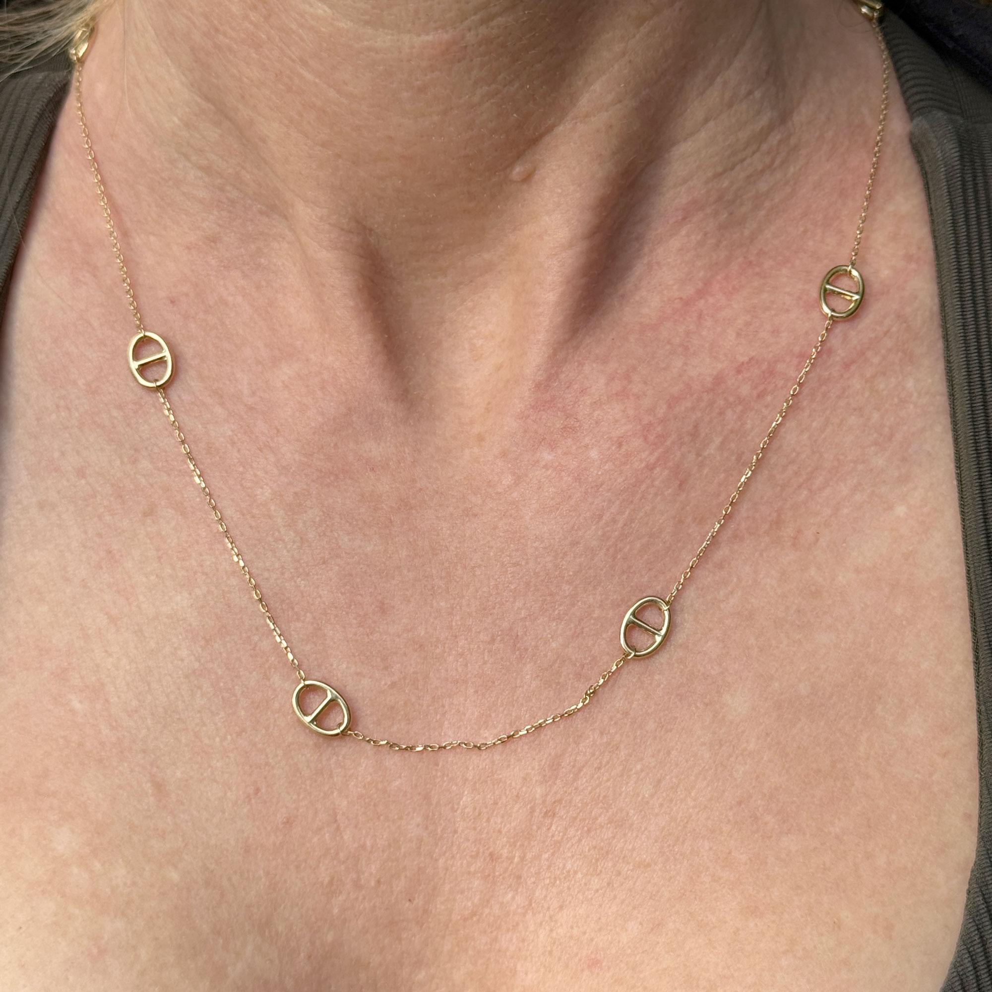 Yellow Karat Yellow Gold 'Horse Bit' Link 24 Inch Necklace