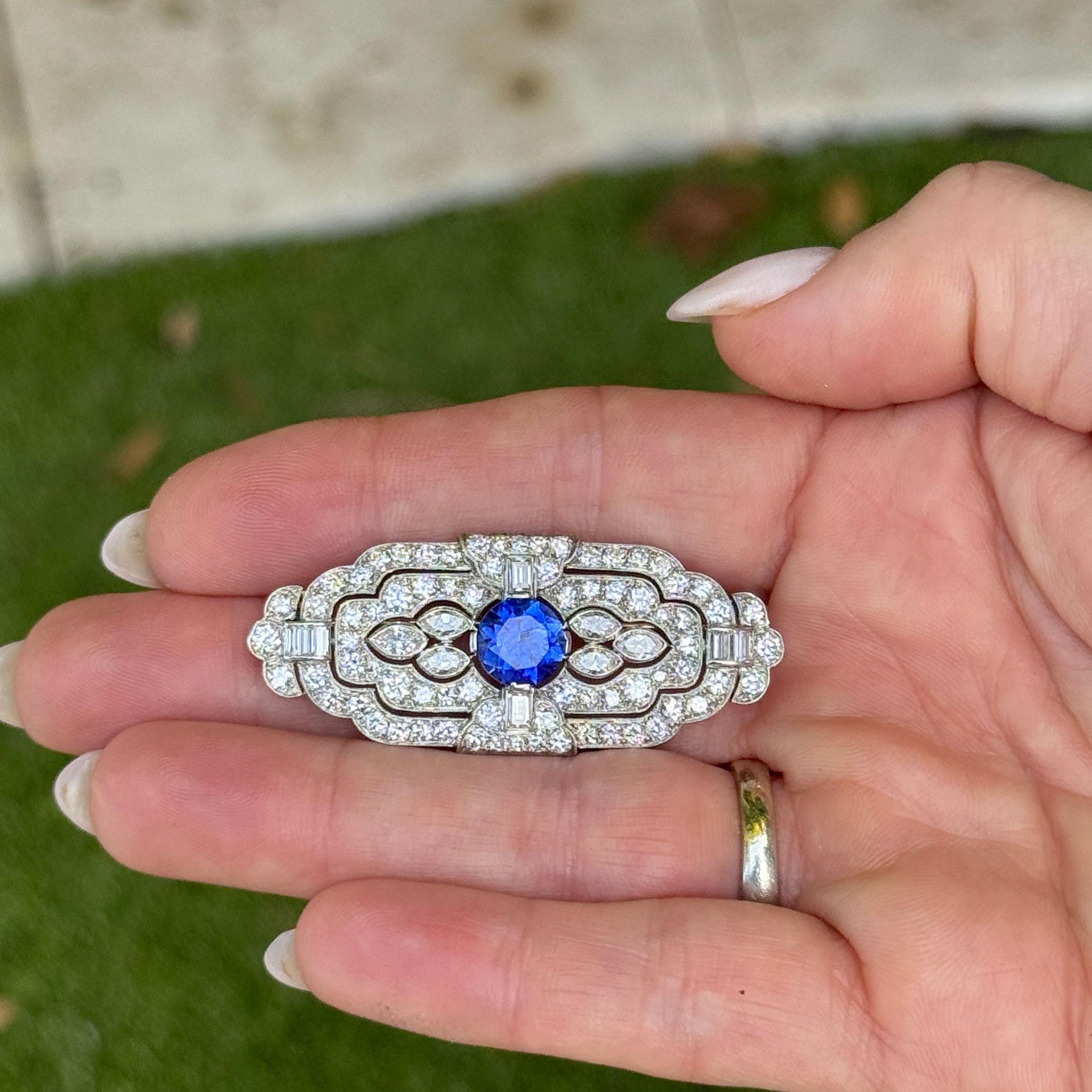 Art Deco Diamond Platinum/14K Yellow Gold Brooch Pin