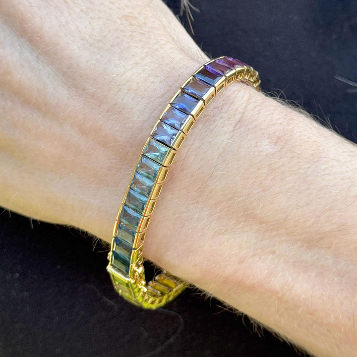 Rainbow Gemstone 18 Karat Yellow Gold Vintage Link Bracelet H. Stern