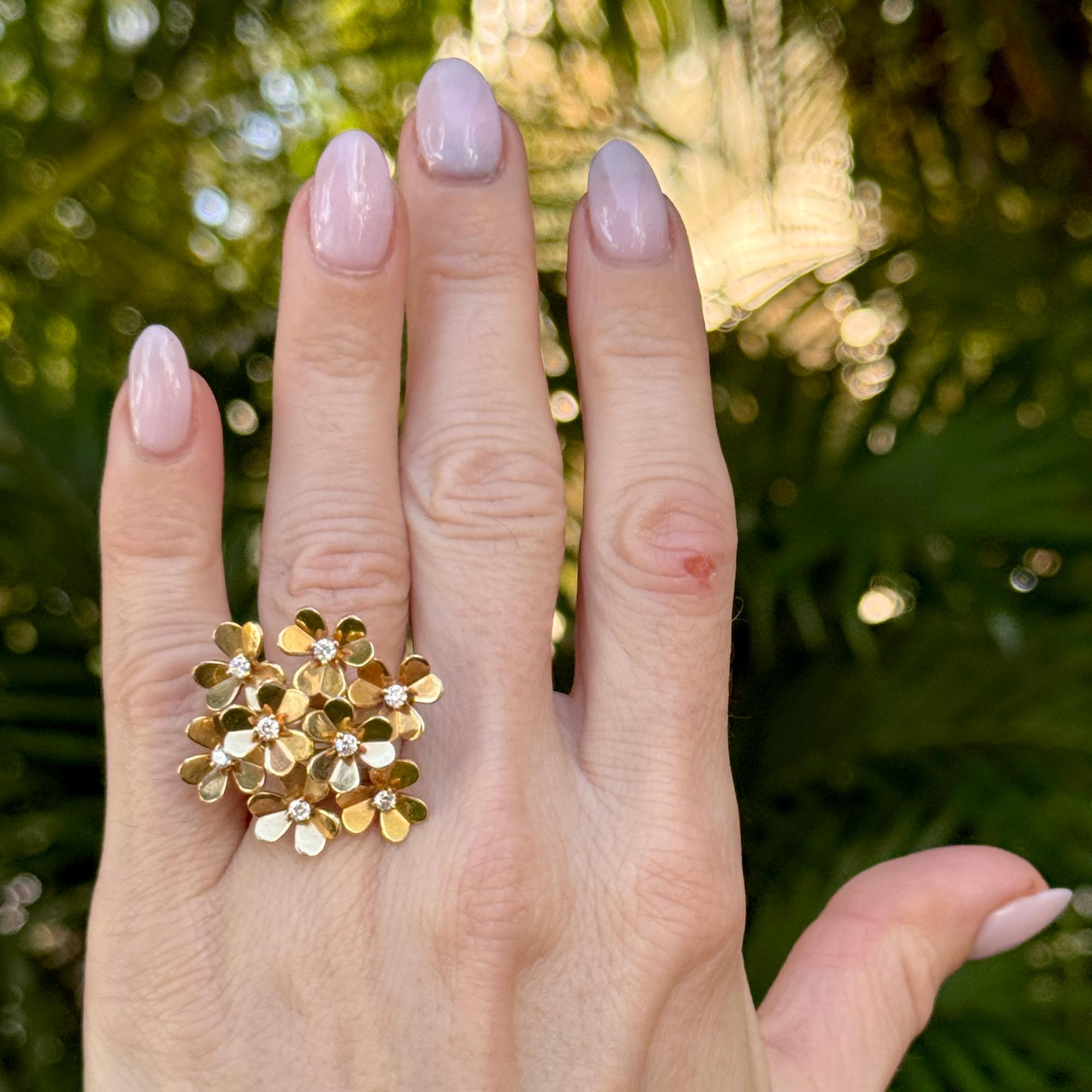 Van Cleef & Arpels Frivole Diamond 18 Karat Rose Gold Flower Ring Size 52 (6)
