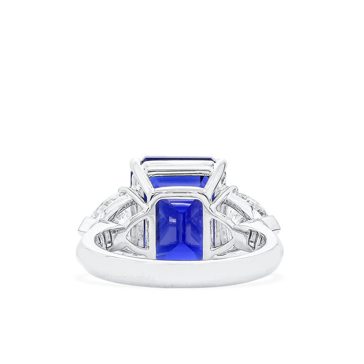 Lab-Created 10-Carat Blue Sapphire Diamond Platinum Modern Cocktail Ring