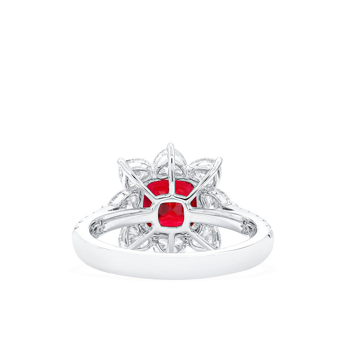 Lab-Created Cushion Cut Ruby Diamond Platinum Modern Cocktail Ring