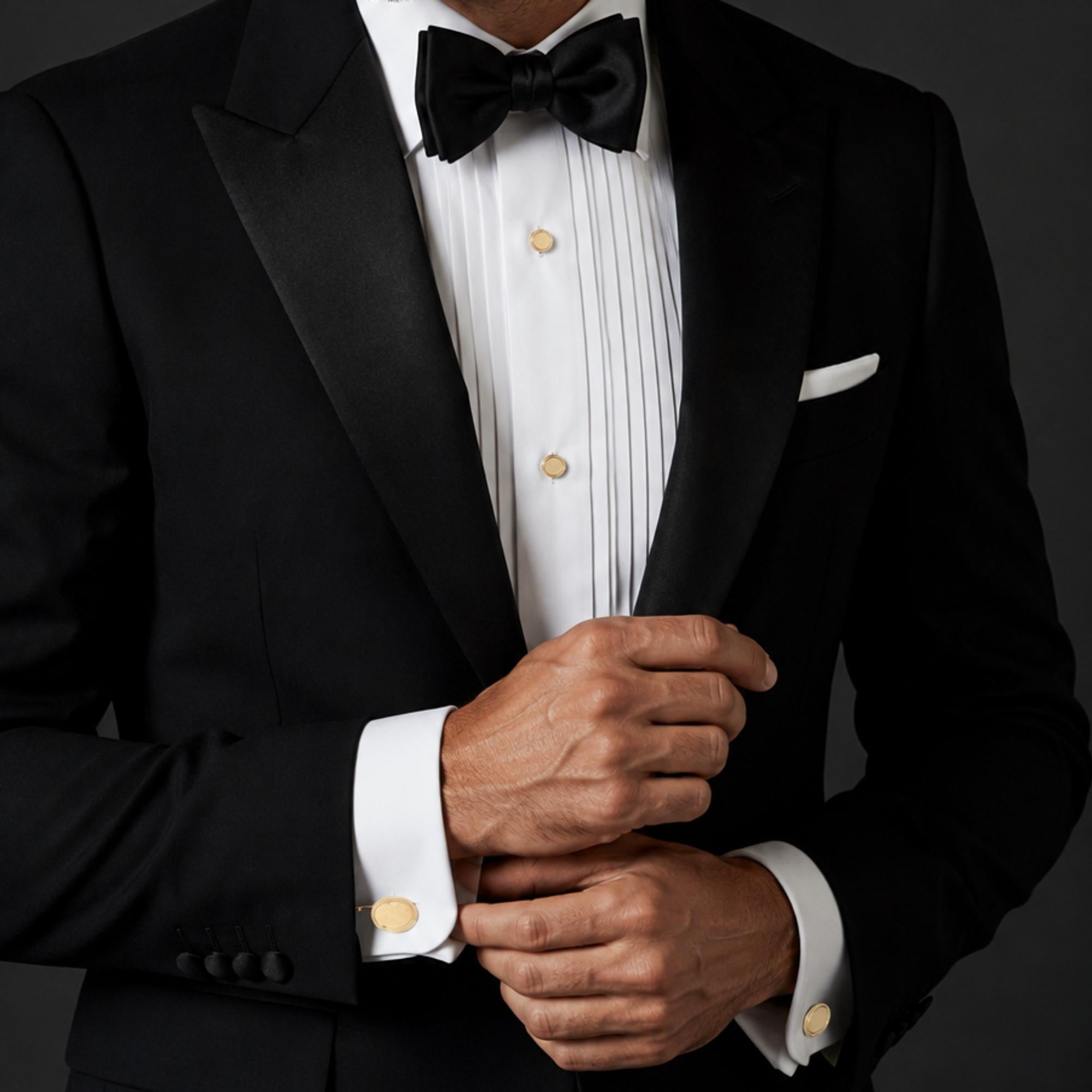 Tiffany & Company 14 Karat Yellow Gold Vintage Tuxedo Set With Box