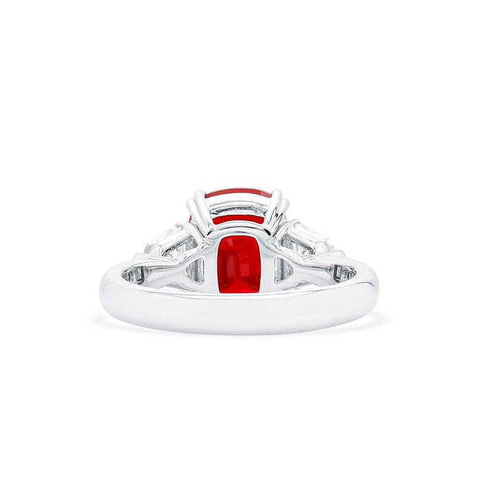 Lab-Created Oval Ruby Diamond Platinum Modern Cocktail Ring