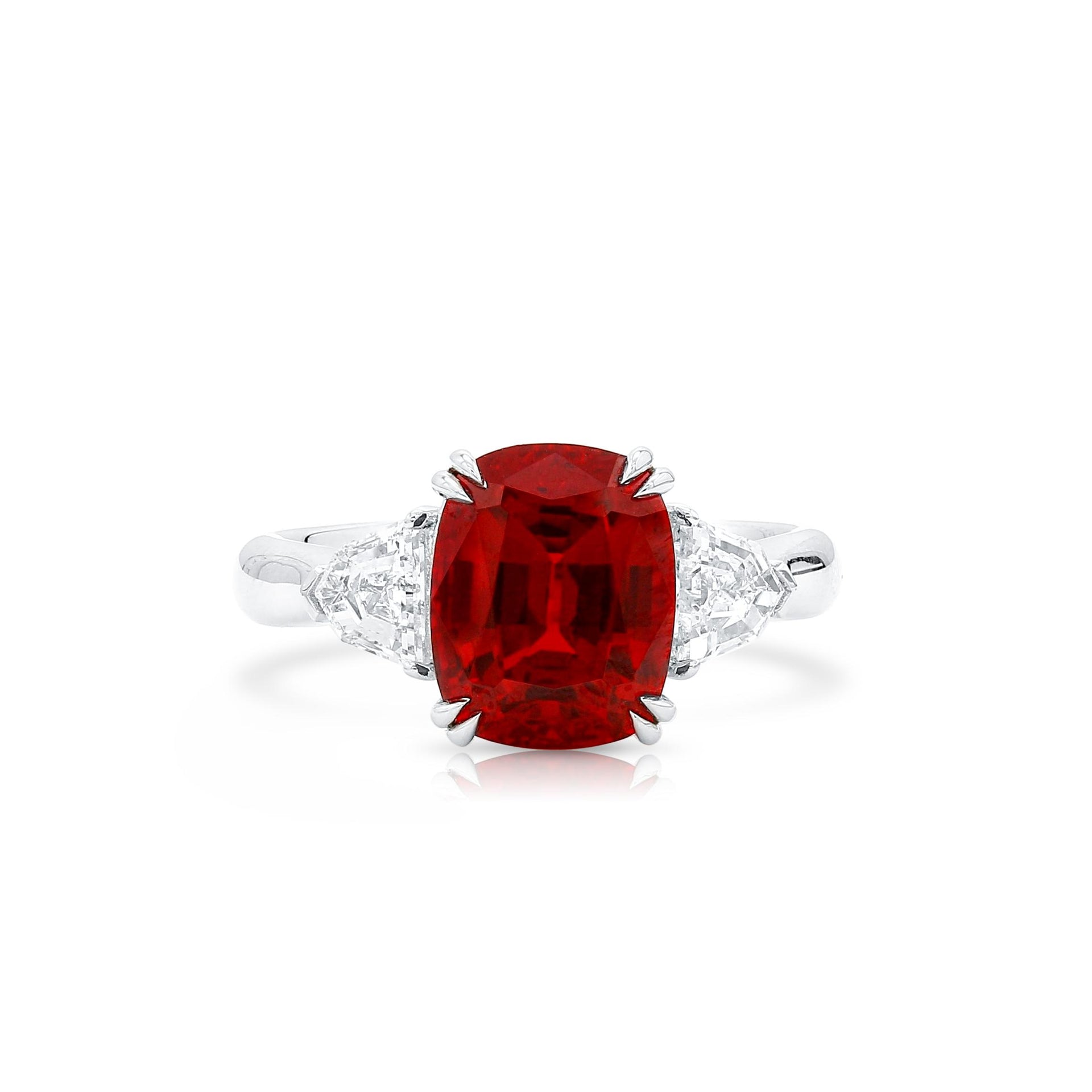 Lab-Created Oval Ruby Diamond Platinum Modern Cocktail Ring
