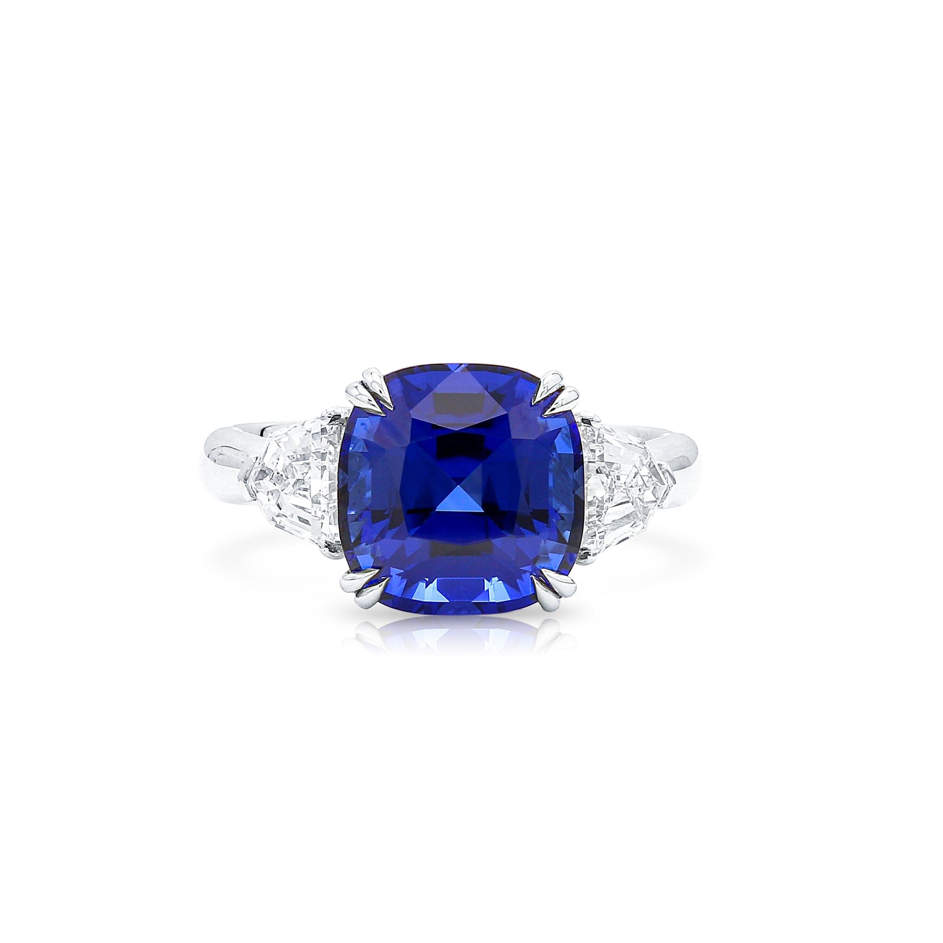 Lab-Created Blue Sapphire Diamond Platinum Modern Cocktail Ring