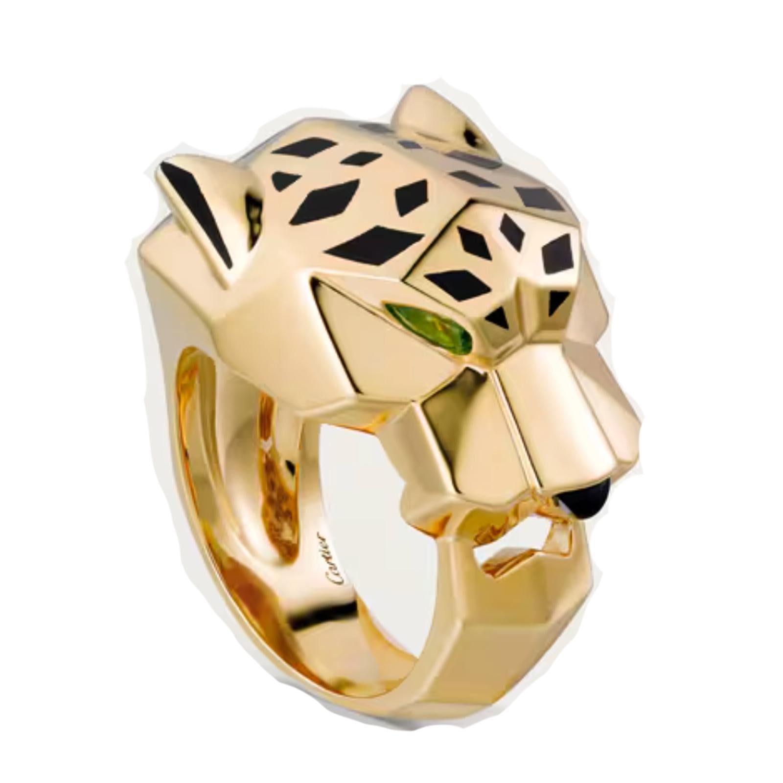 Cartier Panthère de Cartier Tsavortie Black Onyx 18KYG Ring B&P Size 54 ( US 7)