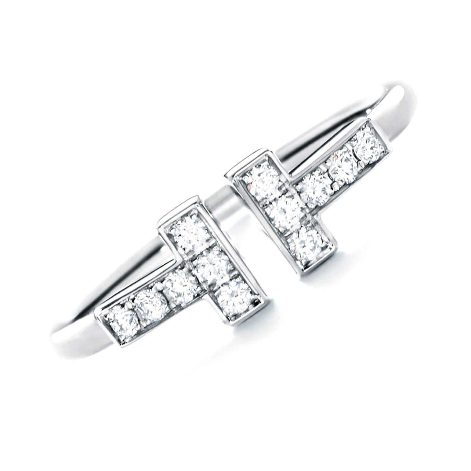 Tiffany T Diamond Wire Ring in White Gold