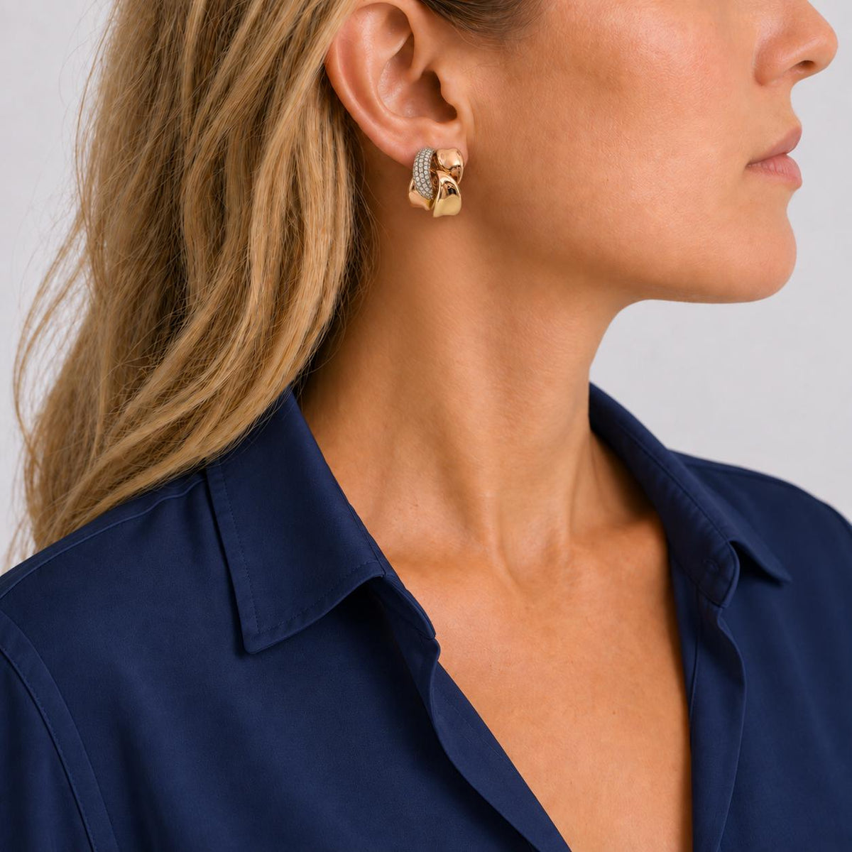 Pavé Diamond X Motif 14 Karat Rose Gold Leverback Earrings
