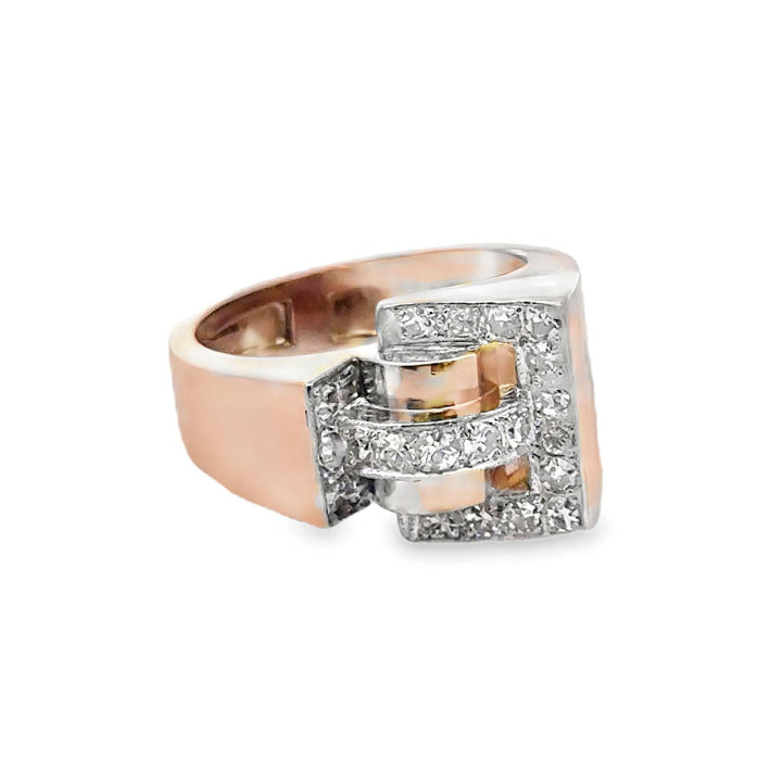 Mid-20th Century Retro Diamond 18 Karat Rose Gold Vintage Ring