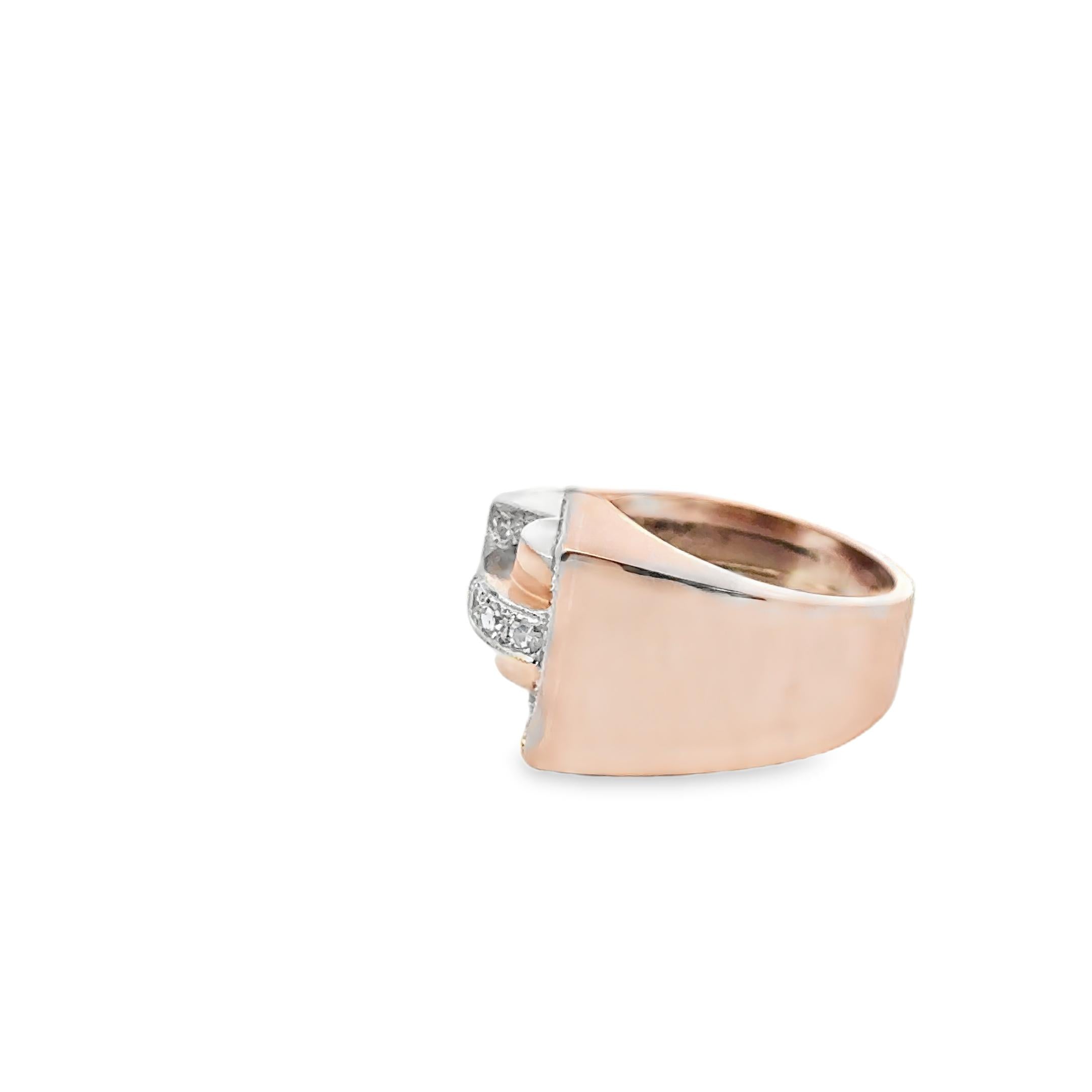 Mid-20th Century Retro Diamond 18 Karat Rose Gold Vintage Ring