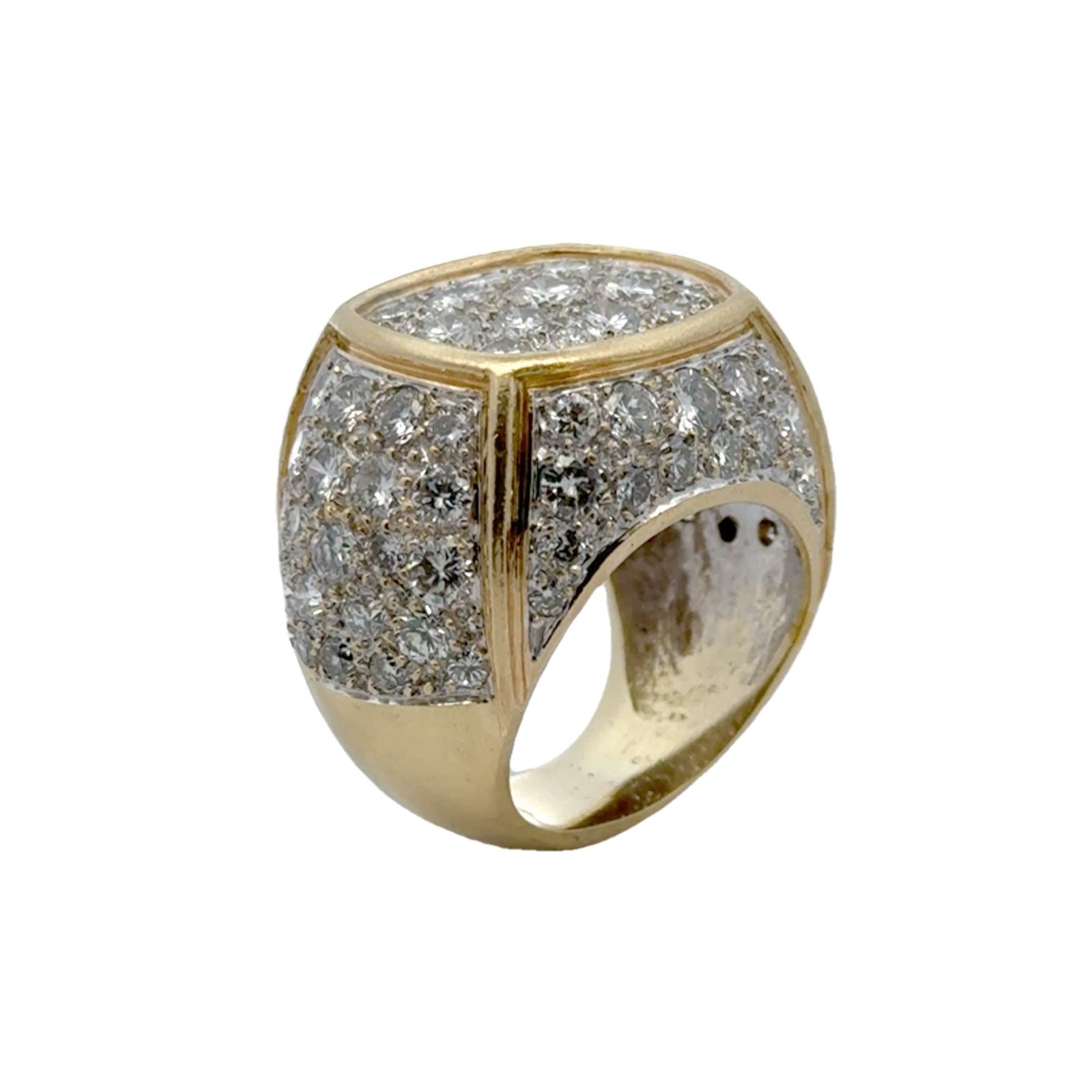 Modern 7.00 CTW Pavé Diamond 18 Karat White & Yellow Gold Statement Ring