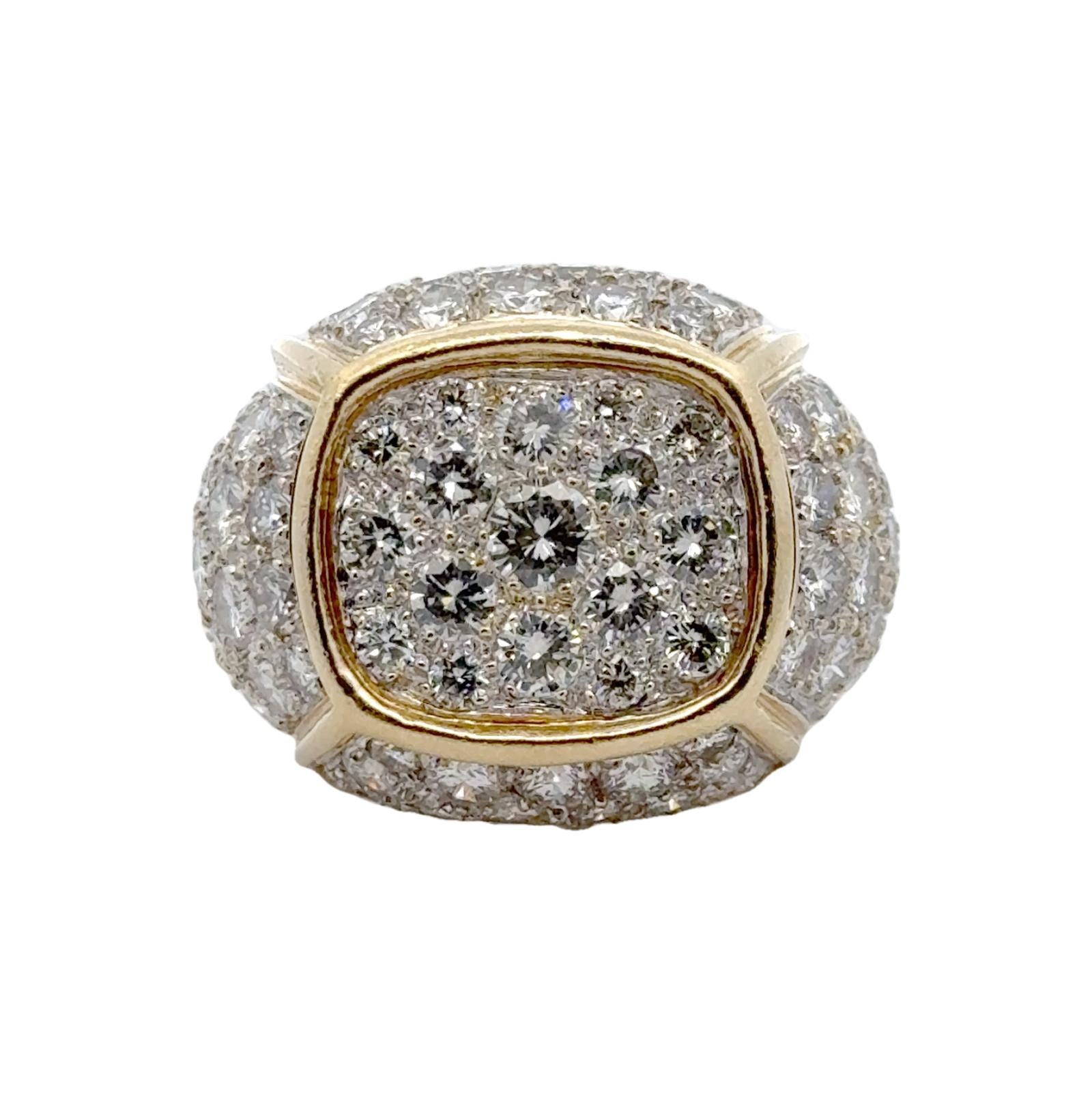 Modern 7.00 CTW Pavé Diamond 18 Karat White & Yellow Gold Statement Ring