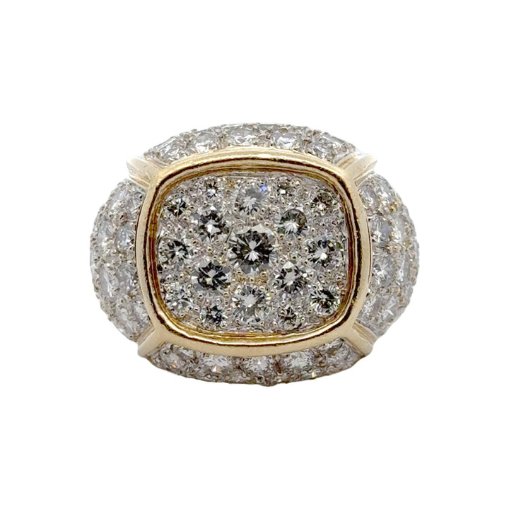 Modern 7.00 CTW Pavé Diamond 18 Karat White & Yellow Gold Statement Ring
