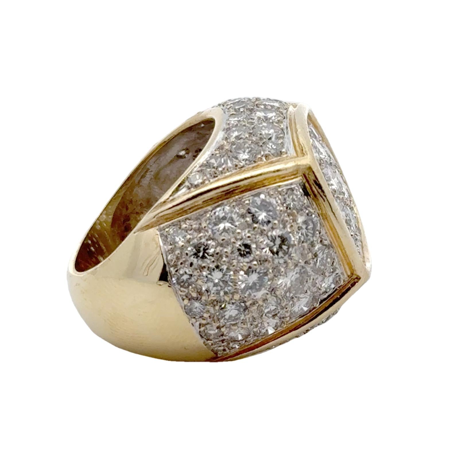 Modern 7.00 CTW Pavé Diamond 18 Karat White & Yellow Gold Statement Ring