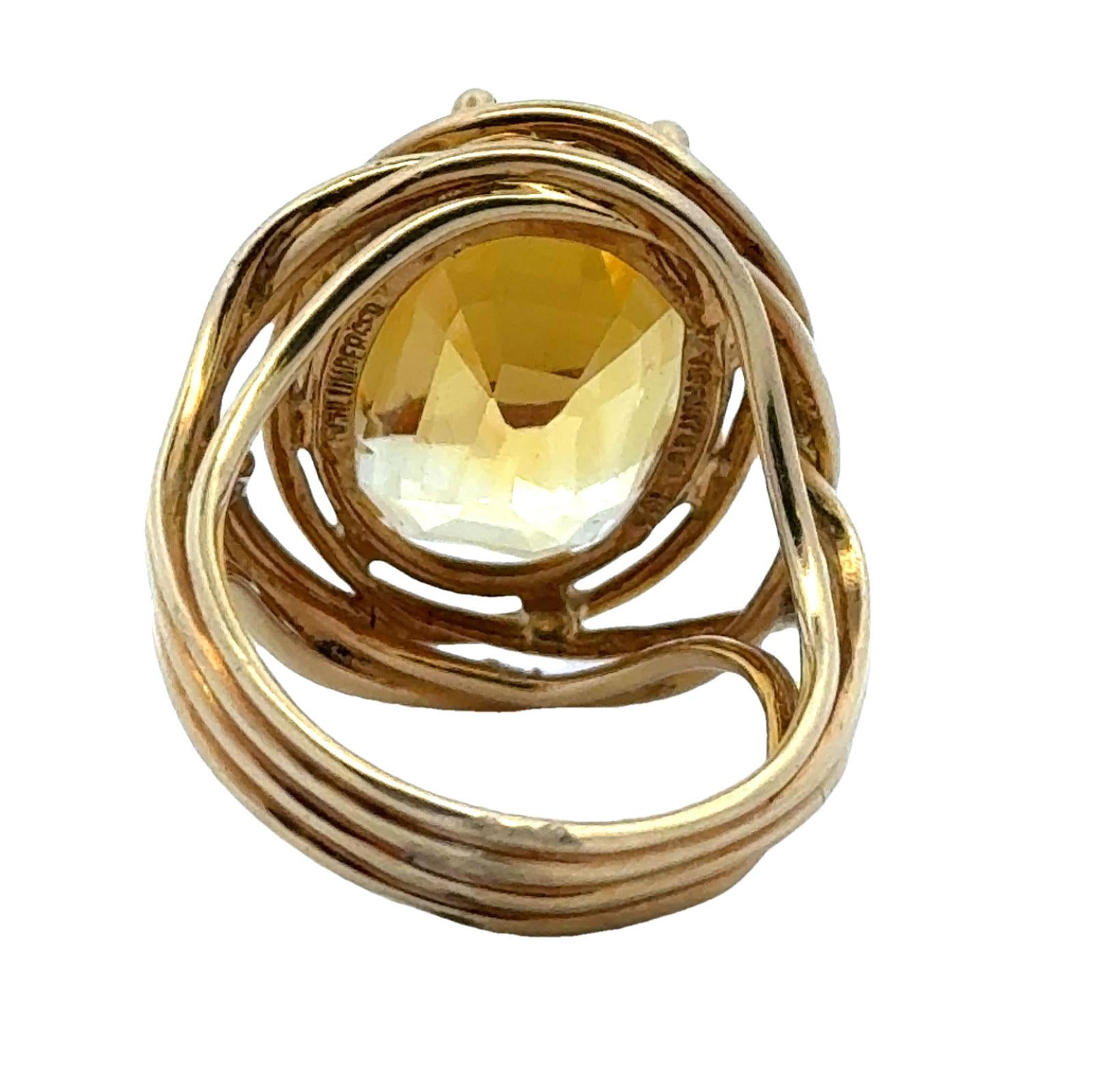 Tiffany & Company Schlumberger 16.13 Carat Oval Yellow Sapphire No Heat GIA Ring
