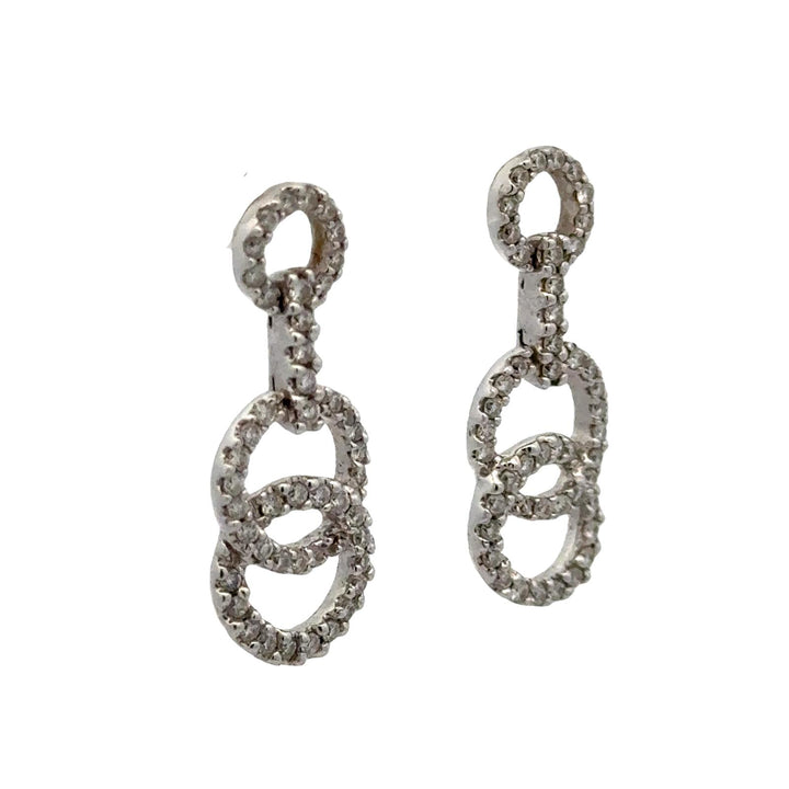 Modern Diamond Circle 18 Karat White Gold Dangle Drop Earrings