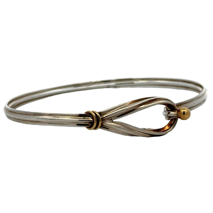 Tiffany & Co 18KYG SS Hook & Eye Vintage Bangle Bracelet