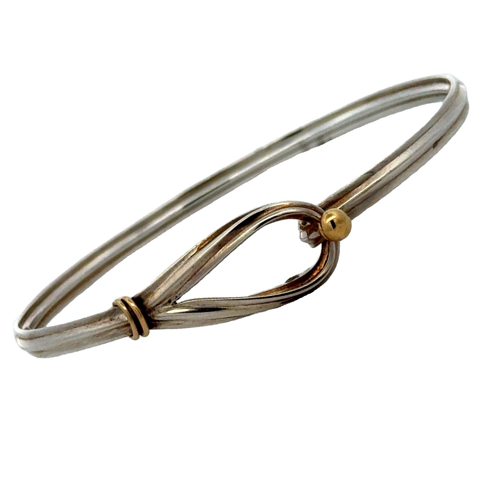 Tiffany & Co 18KYG SS Hook & Eye Vintage Bangle Bracelet