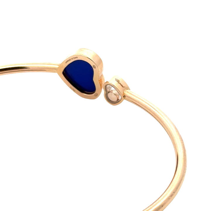 Chopard Rose Gold Happy Hearts Diamond & Blue Stone Flexible Bangle.