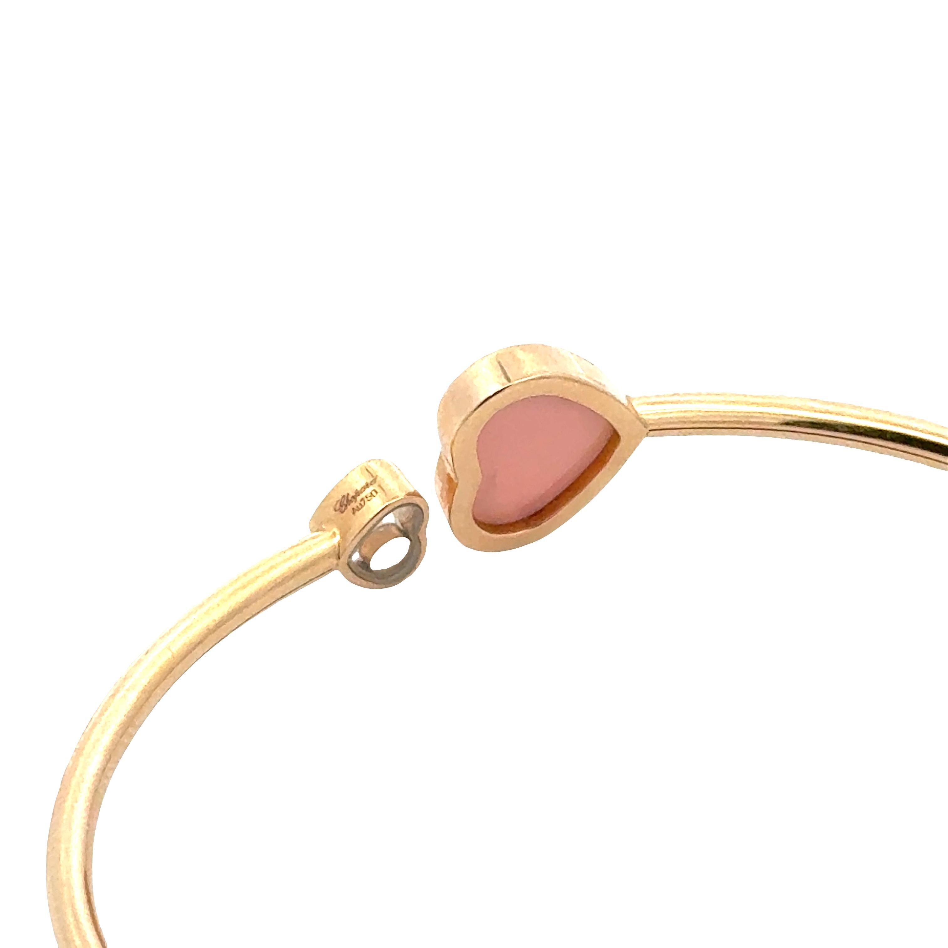 Chopard Rose Gold Happy Hearts Diamond & Rose Stone Flexible Modern Bangle