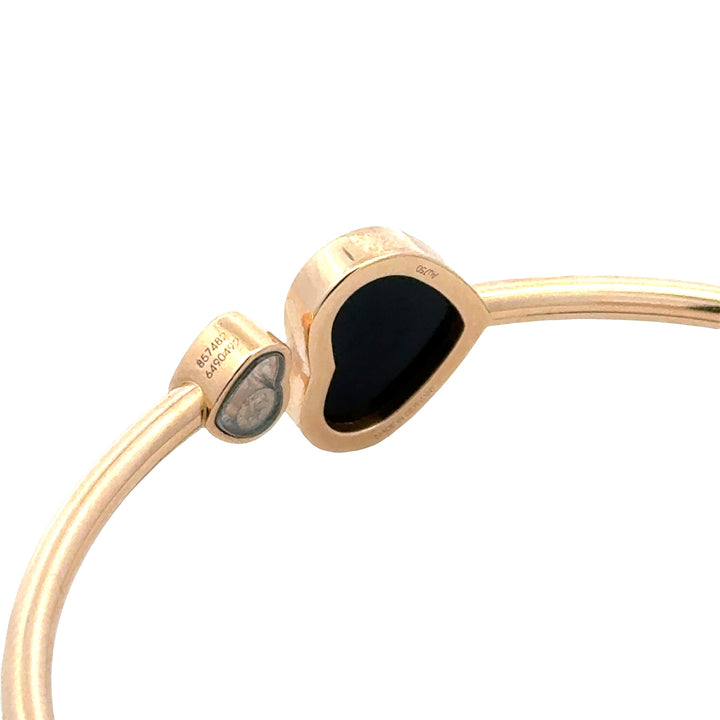 Chopard Rose Gold Happy Hearts Diamond & Black Onyx Flexible Bangle