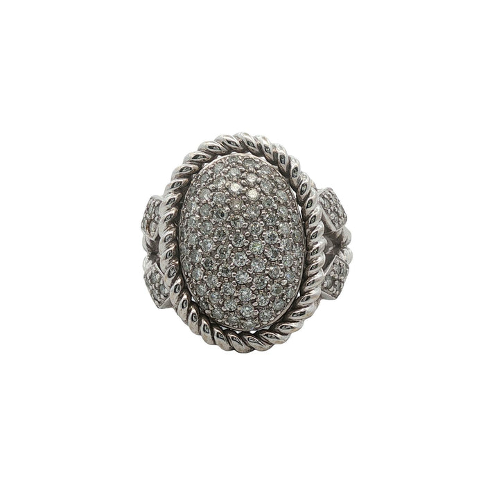 Pavé Diamond 14 Karat White Gold Cable Split Shank Ring