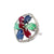 1960's Tutti Frutti Carved Emerald Sapphire Ruby Diamond 18KWG Cocktail Ring
