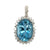 36 Carat Oval Blue Topaz Gemstone Diamond 18 Karat White Gold Pendant