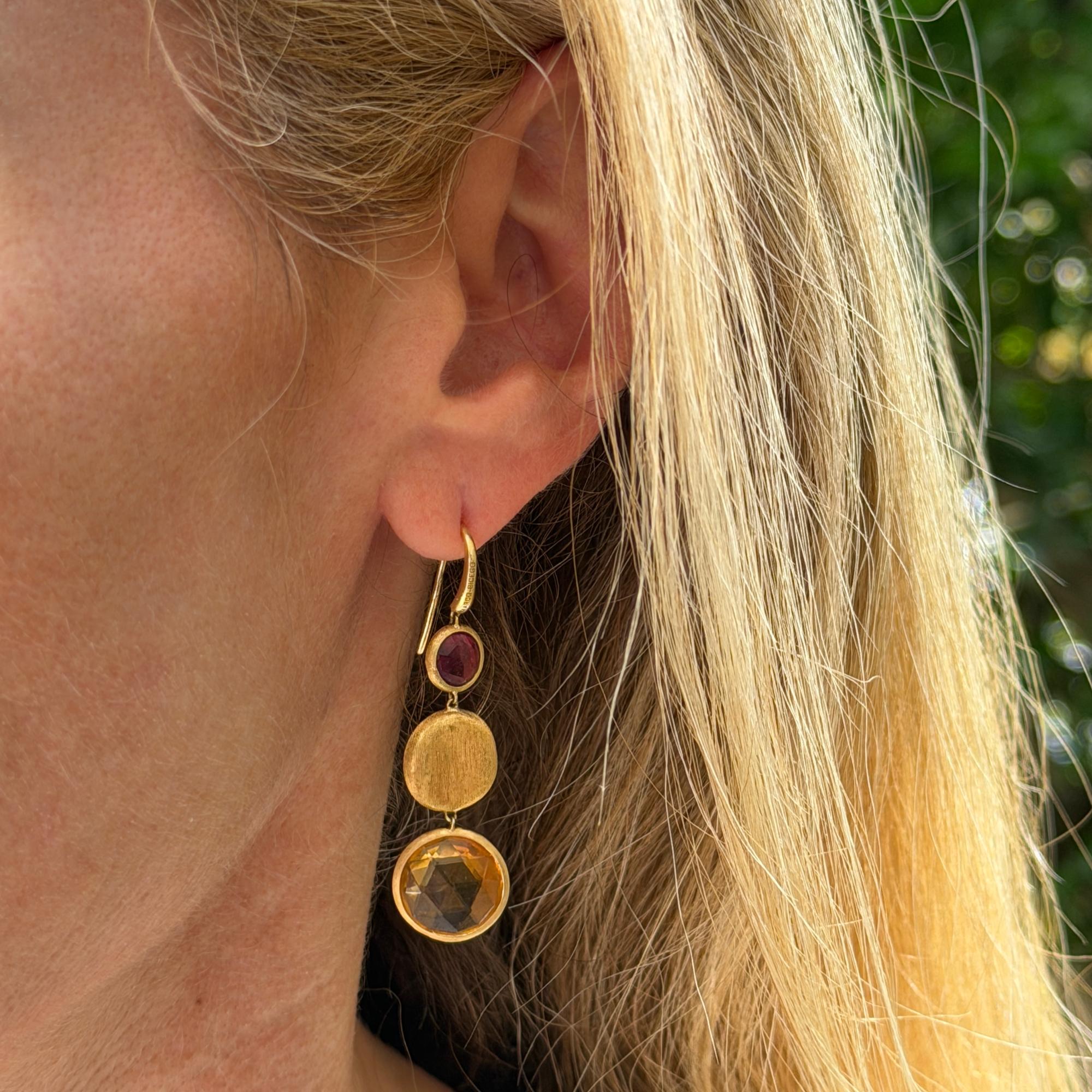 Marco Bicego Jaipur Color Gemstone 18 Karat Yellow Gold Dangle Drop Earrings