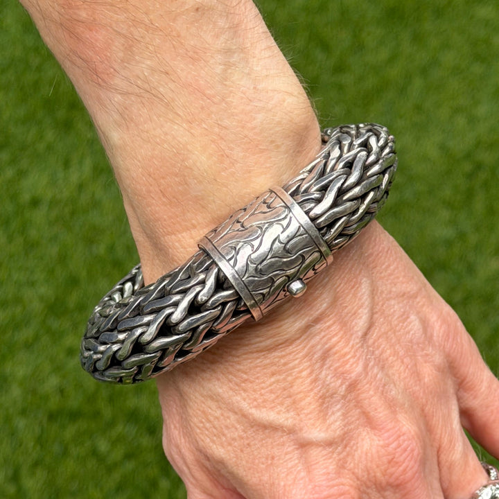 John Hardy Woven Classic Chain Sterling Silver 22mm Vintage Bracelet Rare