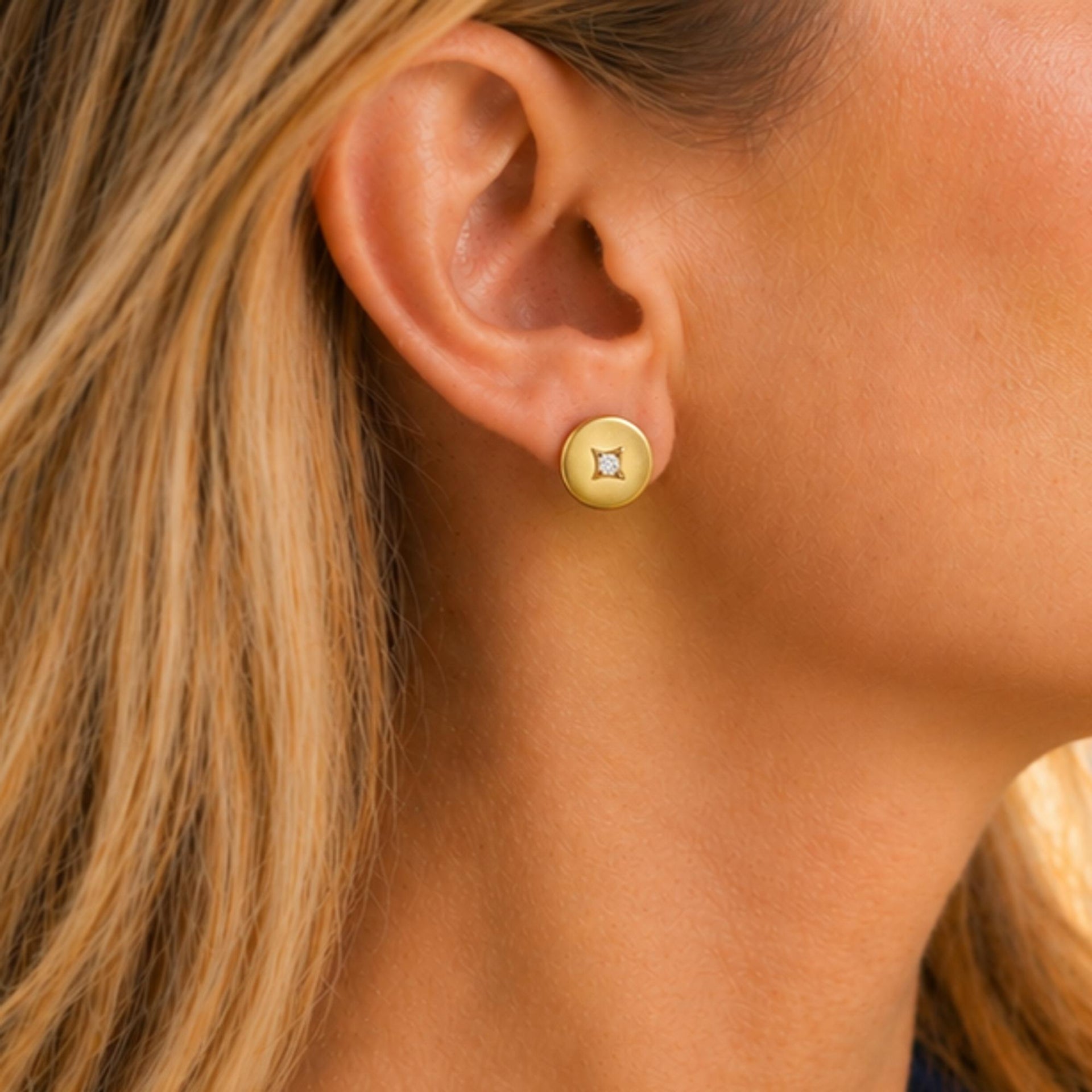 1960's Italian Diamond Disc Ear Clip Vintage Earrings
