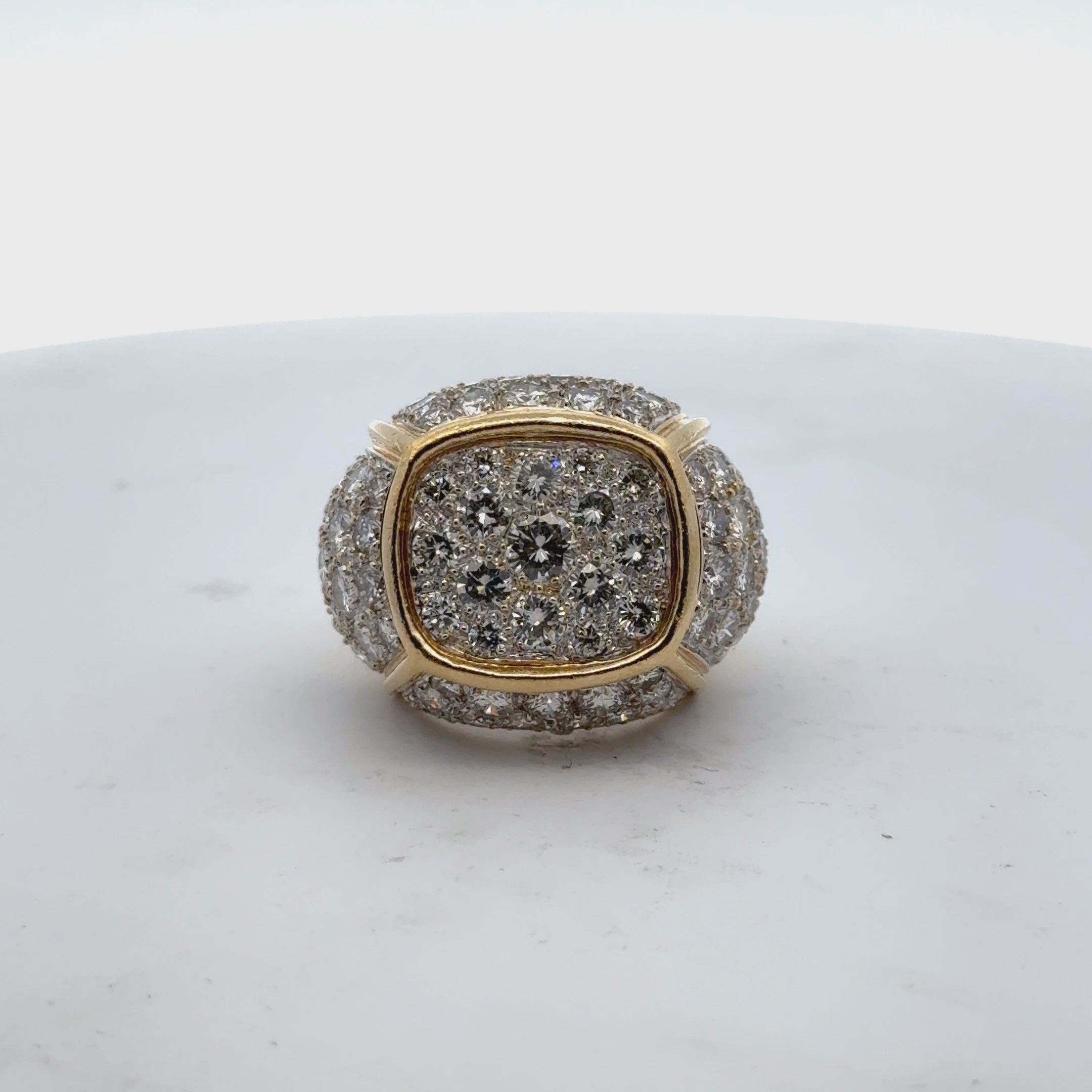 Modern 7.00 CTW Pavé Diamond 18 Karat White & Yellow Gold Statement Ring