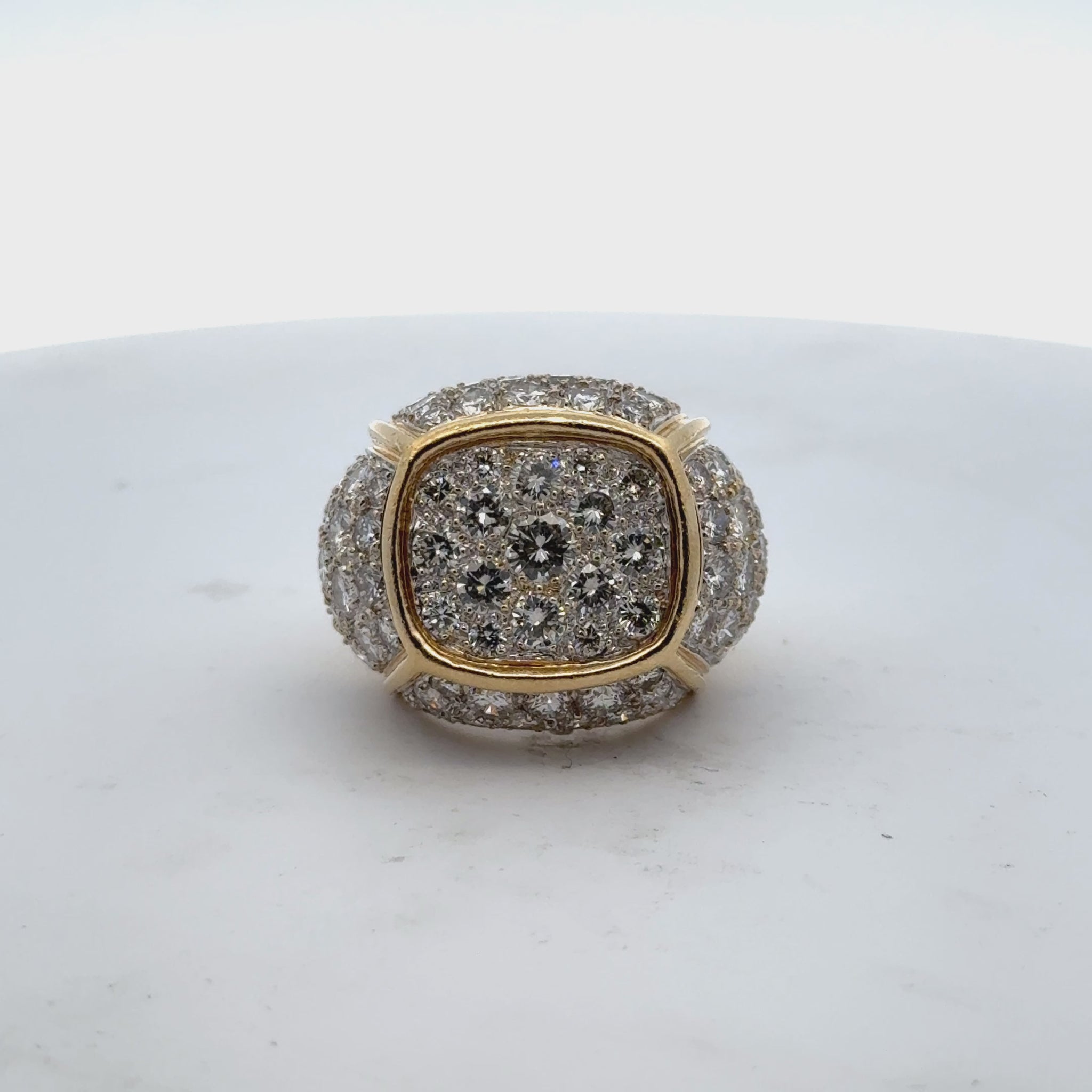 Modern 7.00 CTW Pavé Diamond 18 Karat White & Yellow Gold Statement Ring