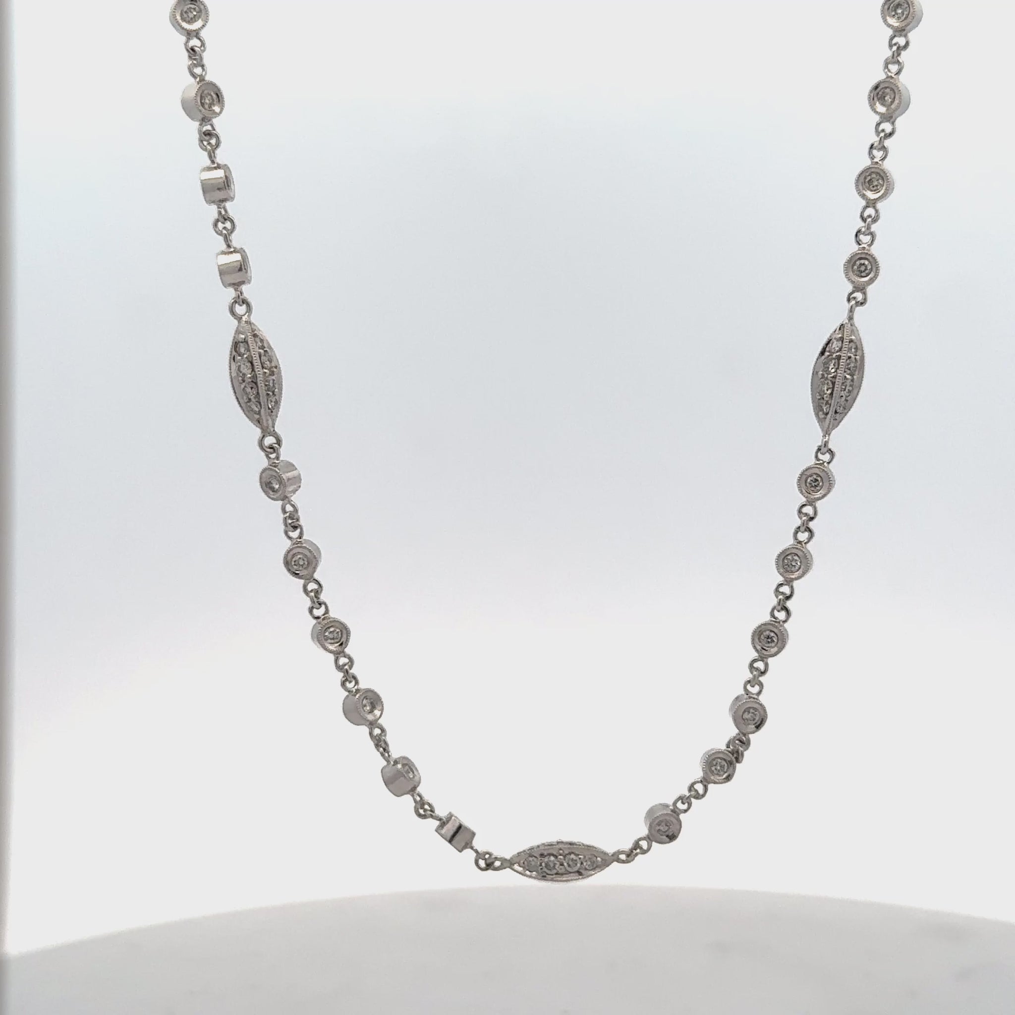 2- CTW Round Brilliant Diamond 18 Karat White Gold 16 Inch Link Necklace