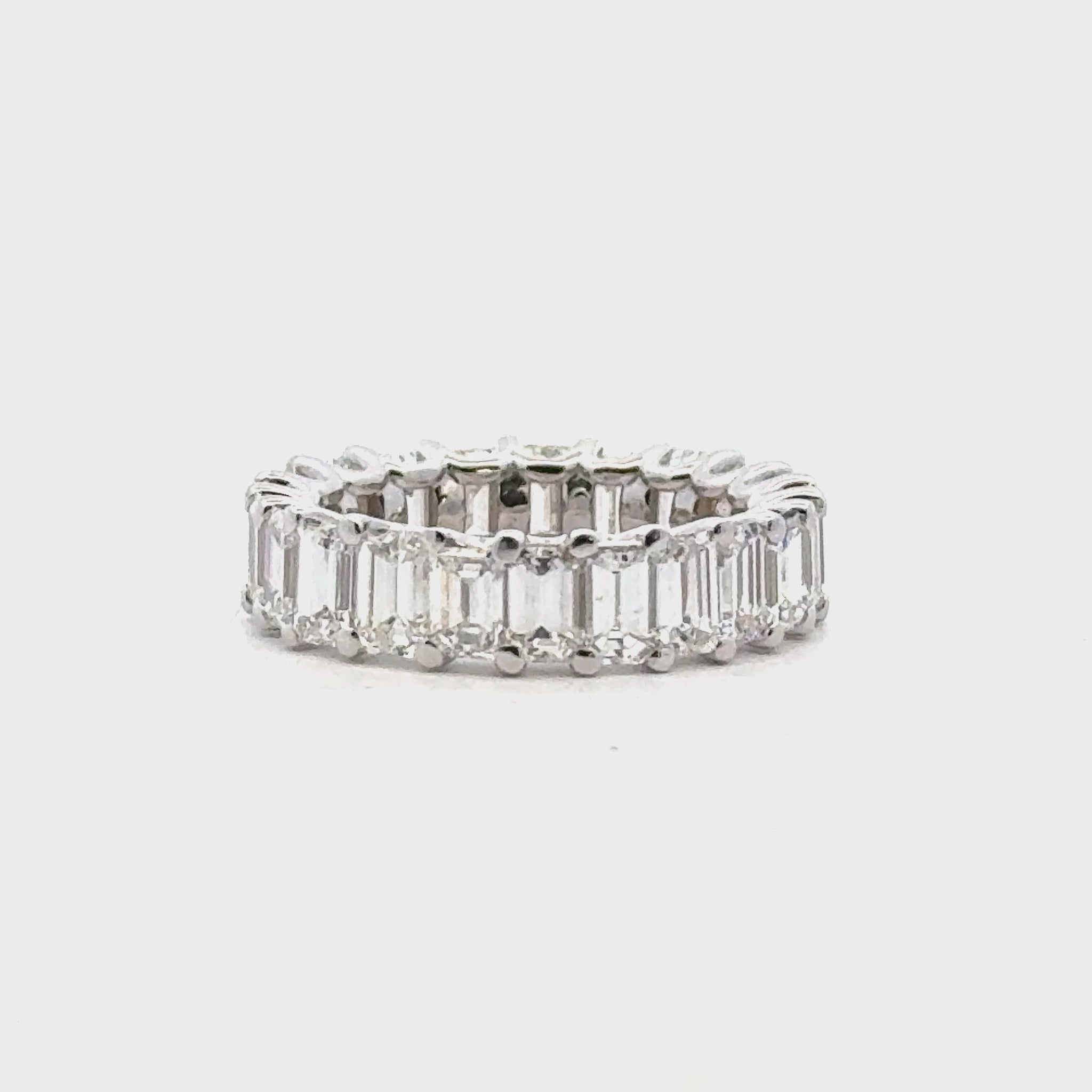 6.52 CTW Emerald Cut Diamond 18K White Gold Eternity Wedding Band Ring Size 6