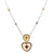 Modern Multi-Color Diamond Heart Drop Pendant Necklace 18 Karat Two Tone Gold
