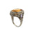 1940's Citrine Seed Pearl & Amethyst 14 Karat White Gold Filigree Vintage Ring